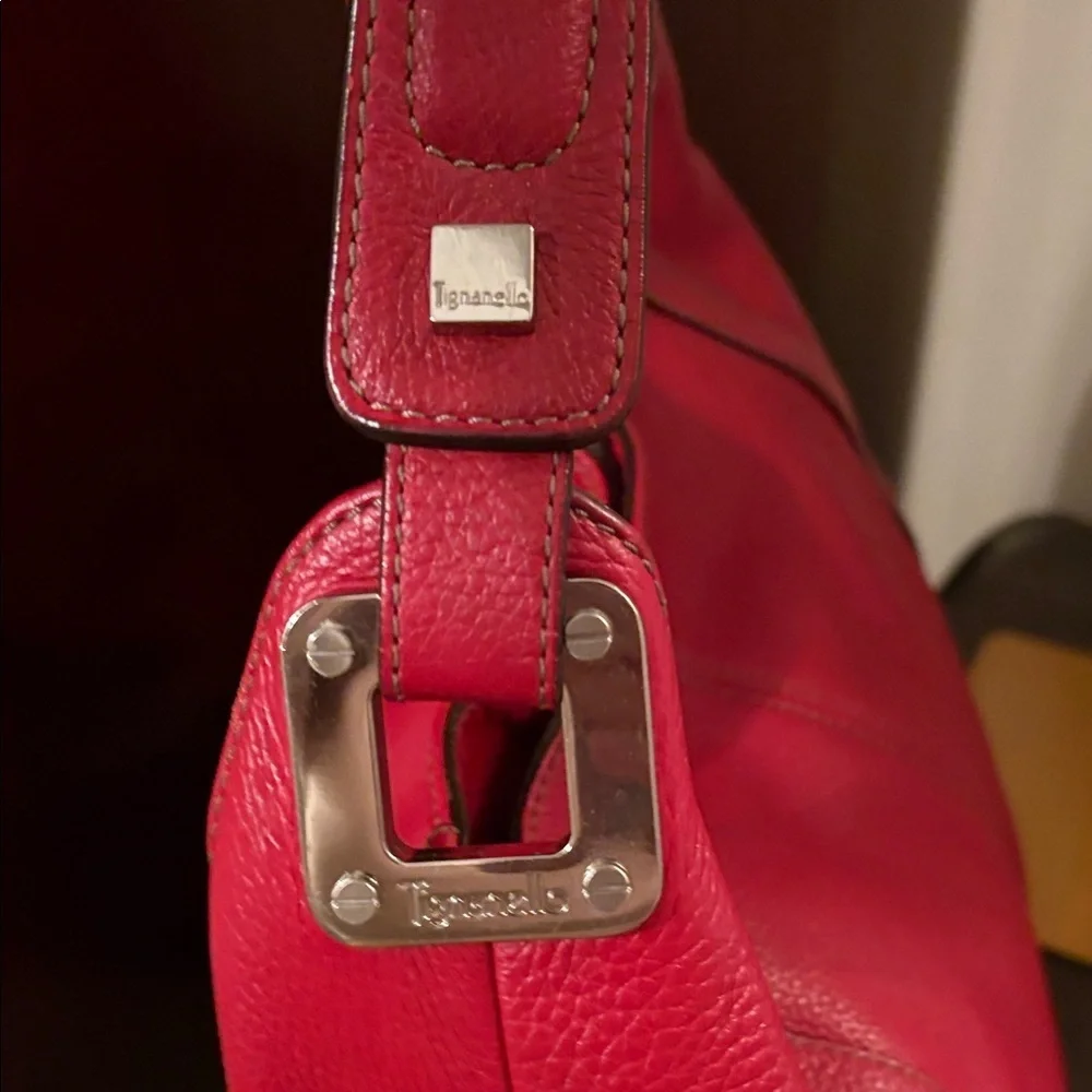 Tignanello Red Leather Hobo Bag